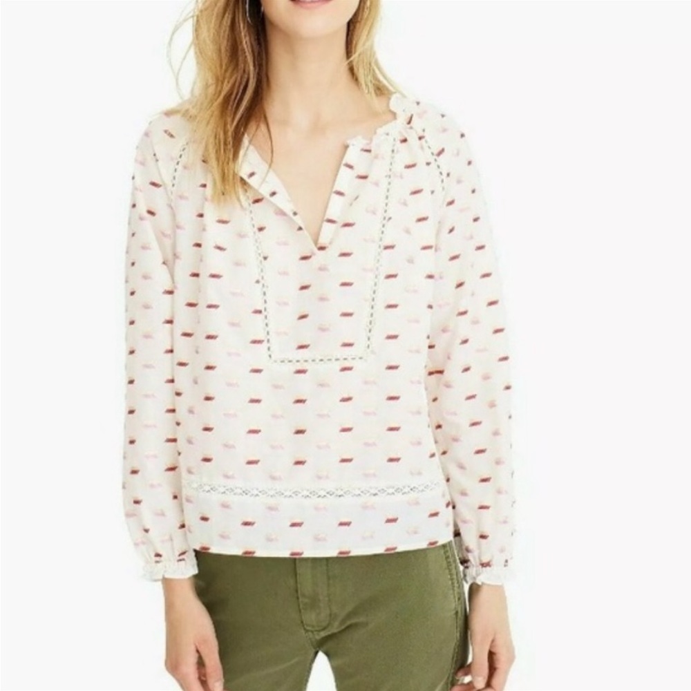J Crew (Point Sur) white blouse.